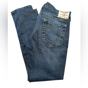 True Religion Geno Relaxed Slim Men’s Jeans Sz 40x32 Horseshoe Pockets Dark Blue